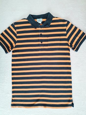 Polo manches courtes Cyrillus 12 ans rayé noir et orange