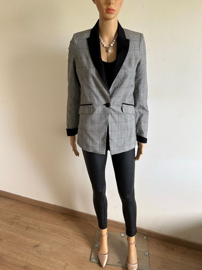 Blazer gris et noir à carreaux Morgan taille 34 jamais porté - photo numéro 4