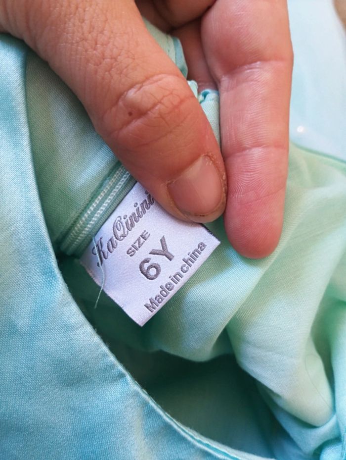 Robe de cérémonie fête anniversaire mariage Noël Fille 6 ans nœud tulle perle KaQinini - photo numéro 3