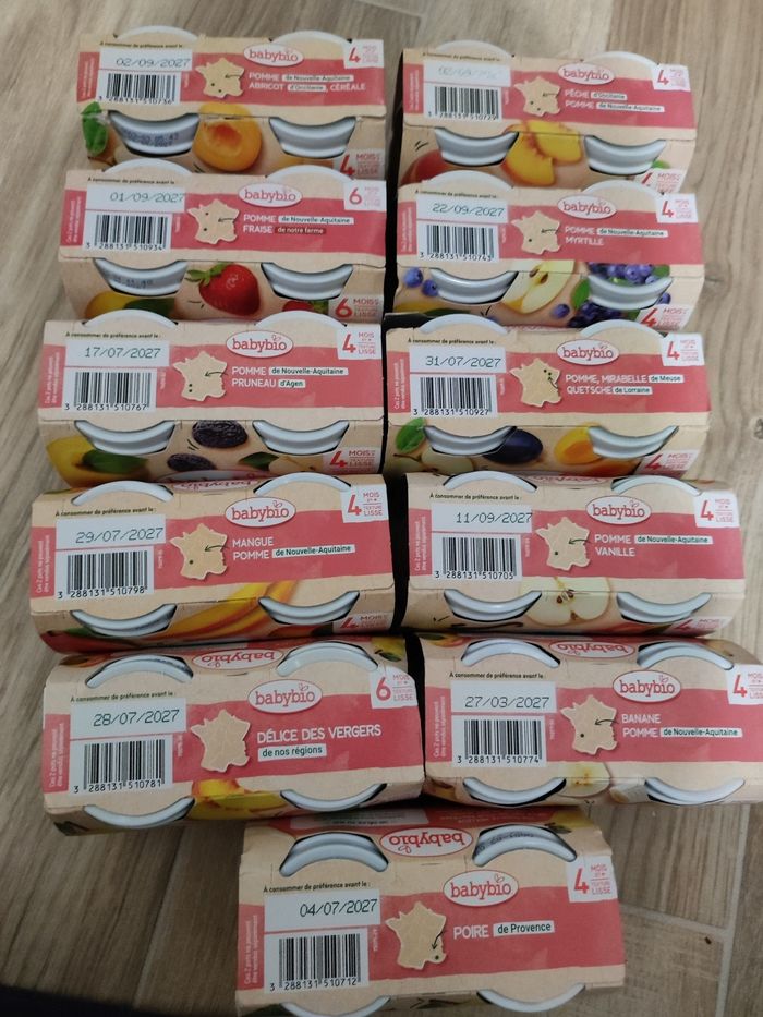 Lot de 11 petits pot babybio divers parfums - photo numéro 2