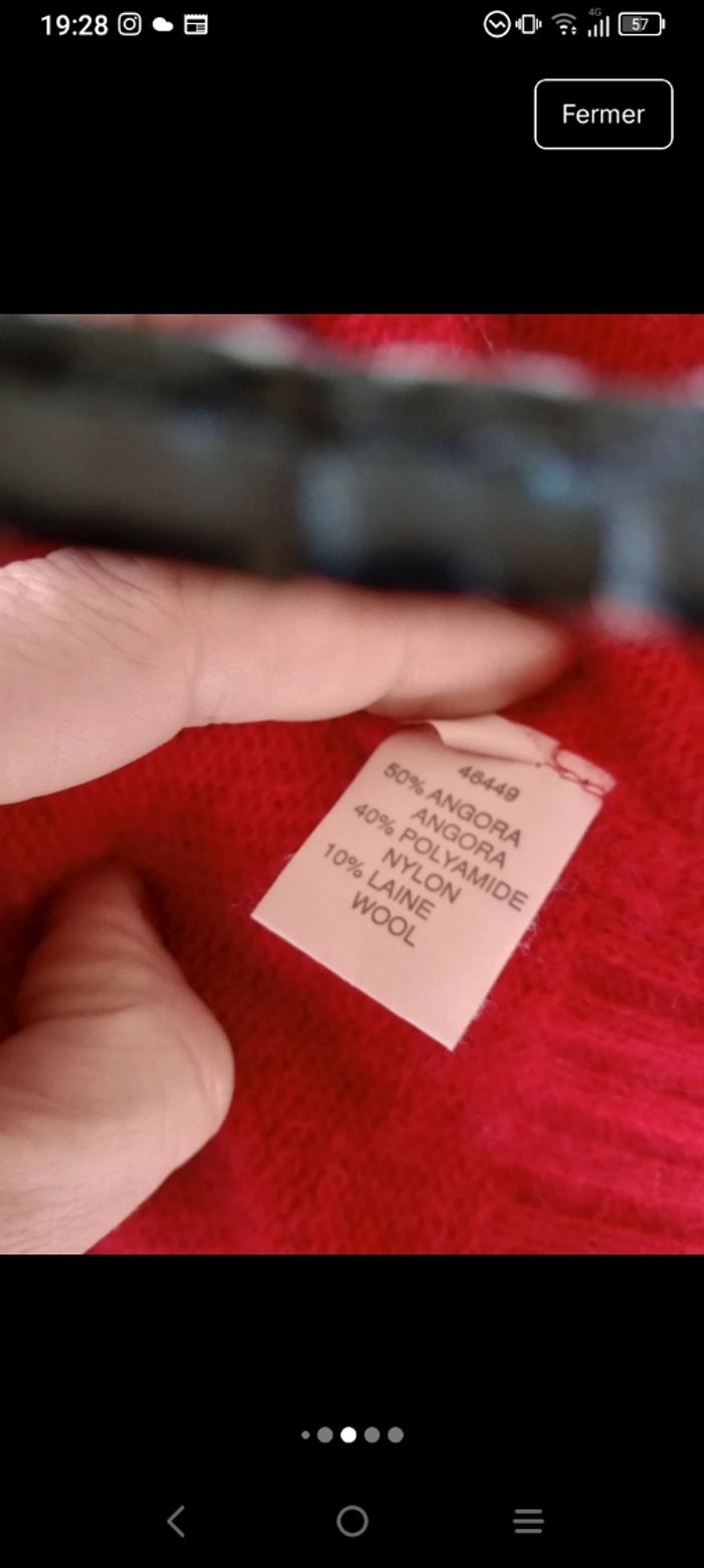 Cache-cœur femme L rouge angora c81 - photo numéro 7