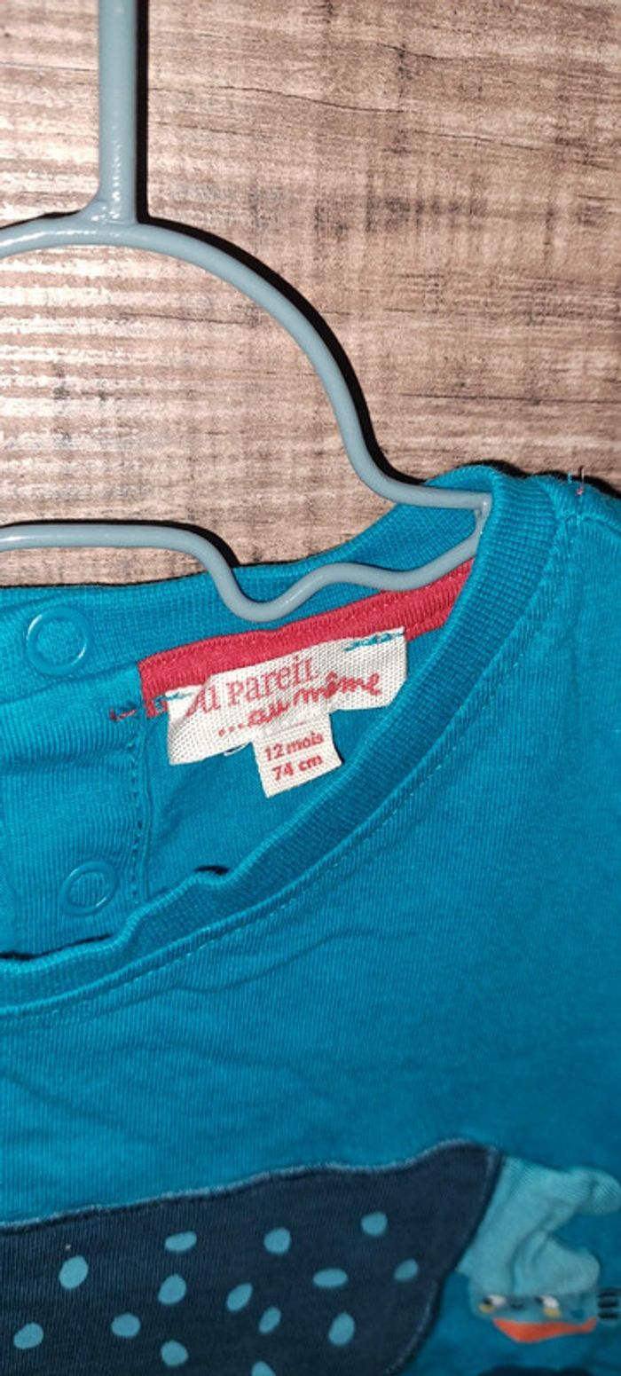 Tee-shirt bleu Du Pareil au Même 12 mois - photo numéro 3
