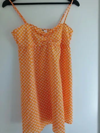 Magnifique robe jaune et blanche bretelles fines imprimé fantaisie fleurs T.36 H&M