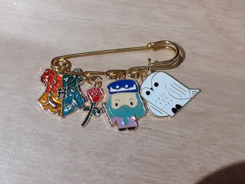 Broche/ Épingle à nourrisse Harry Potter avec Dumbledore, Hedwig, le blason de Poudlard et une rose