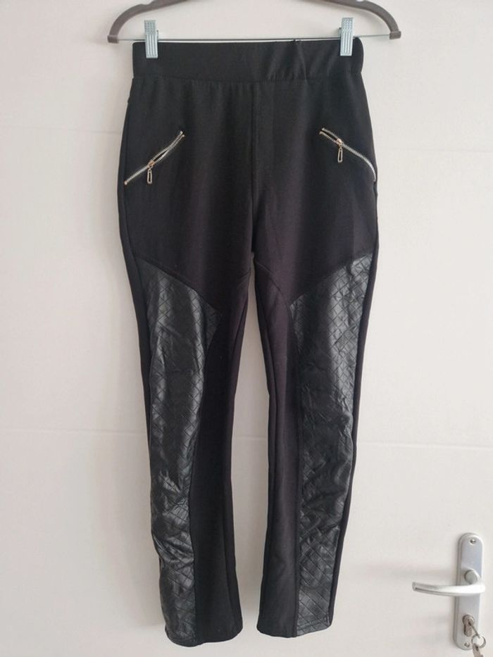 Pantalon bi matière femme
