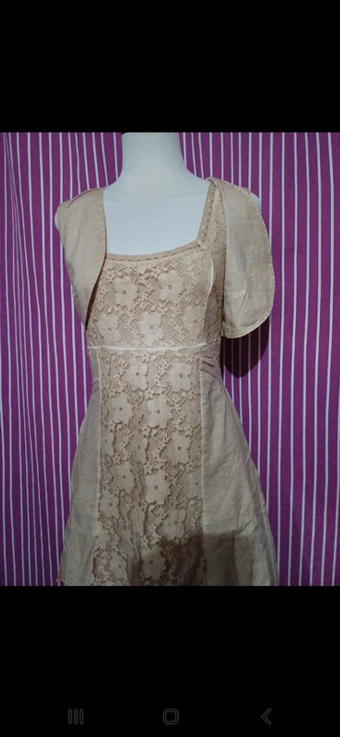 Robe🥻 dentelle brodé Beige - photo numéro 3