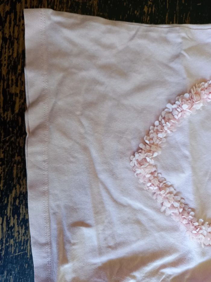 Tee-shirt MC cœur fleur 12 mois - photo numéro 4