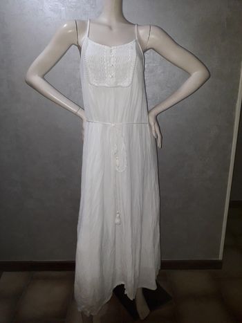 robe longue blanche avec ceinture camaïeu taille 38
