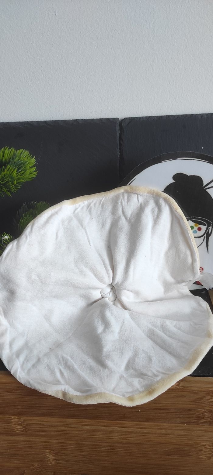 Doudou plat rond oie canard jaune bengy blanc écharpe bleu orange Ancien Marron - photo numéro 2