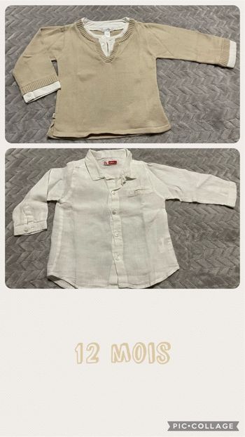 Chemise lin et pull fin garçon taille 12 mois