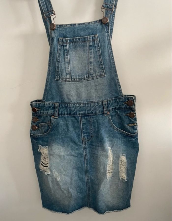 🌸Salopette jupe en jeans bleu taille 38 mim🌸 - photo numéro 3