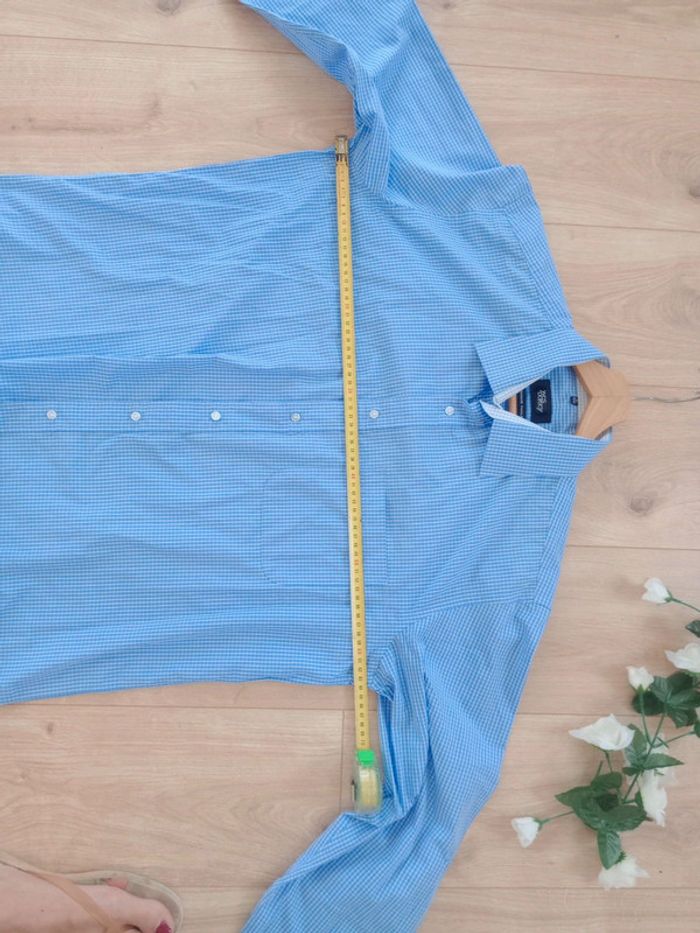 Chemise homme taille 5 43-44 vichy bleu c84 - photo numéro 12