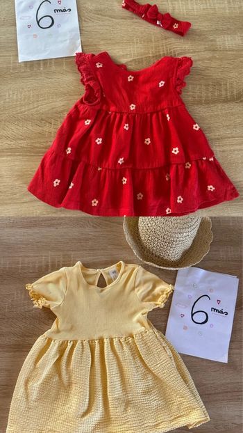 Lot 2 robes et leur chapeau/bandeau bébé fille 6 mois