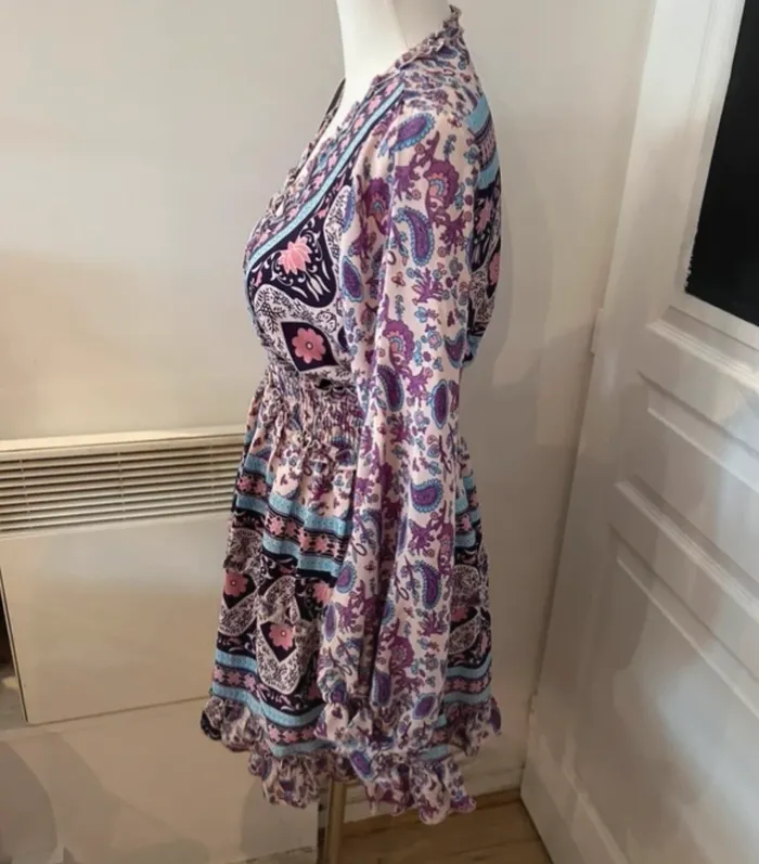 Biscote robe imprimée en soie femme, taille 1/36 Neuf avec étiquette - photo numéro 7