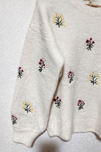 Pull brodé à motifs fleurs 