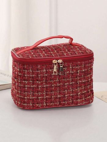 Trousse de toilette rouge et dorée - 22 x 12 x 5 cm Neuf