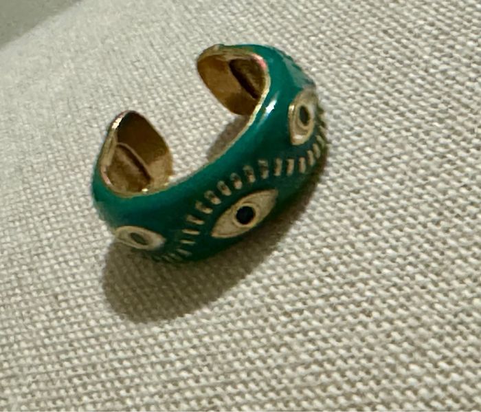 Bague résine verte œil arabesque acier inoxydable or taille 50 mile Mila - photo numéro 3