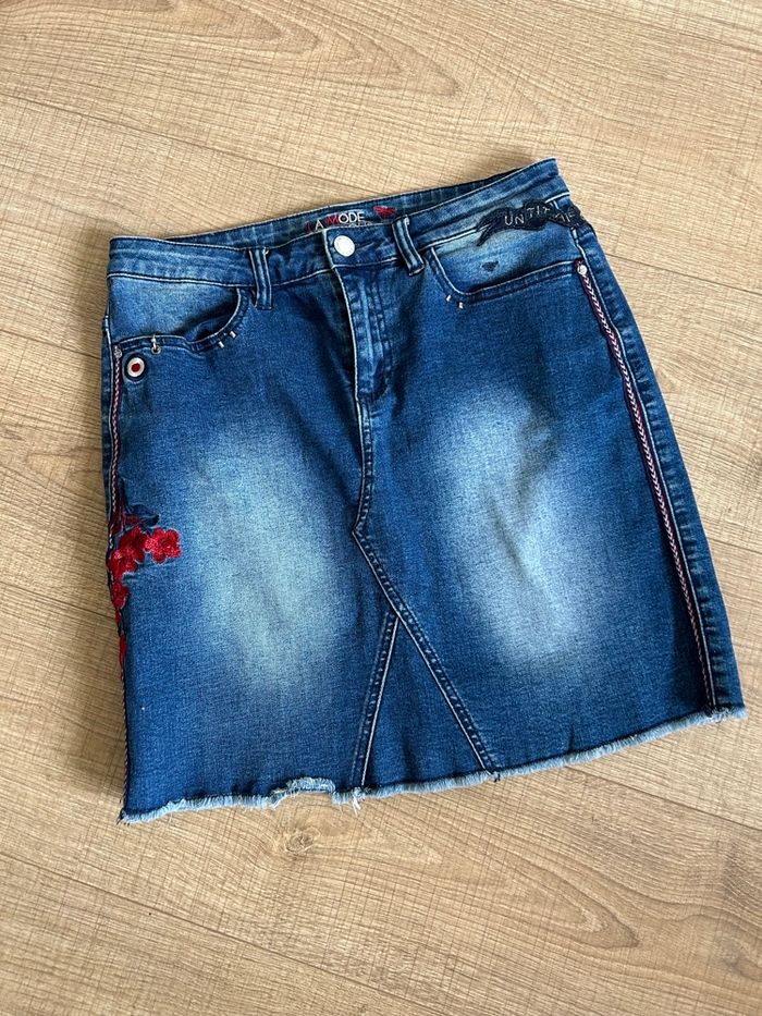 Jupe bleue marine en jean La Mode est à Vous taille 38 jamais portée - photo numéro 7