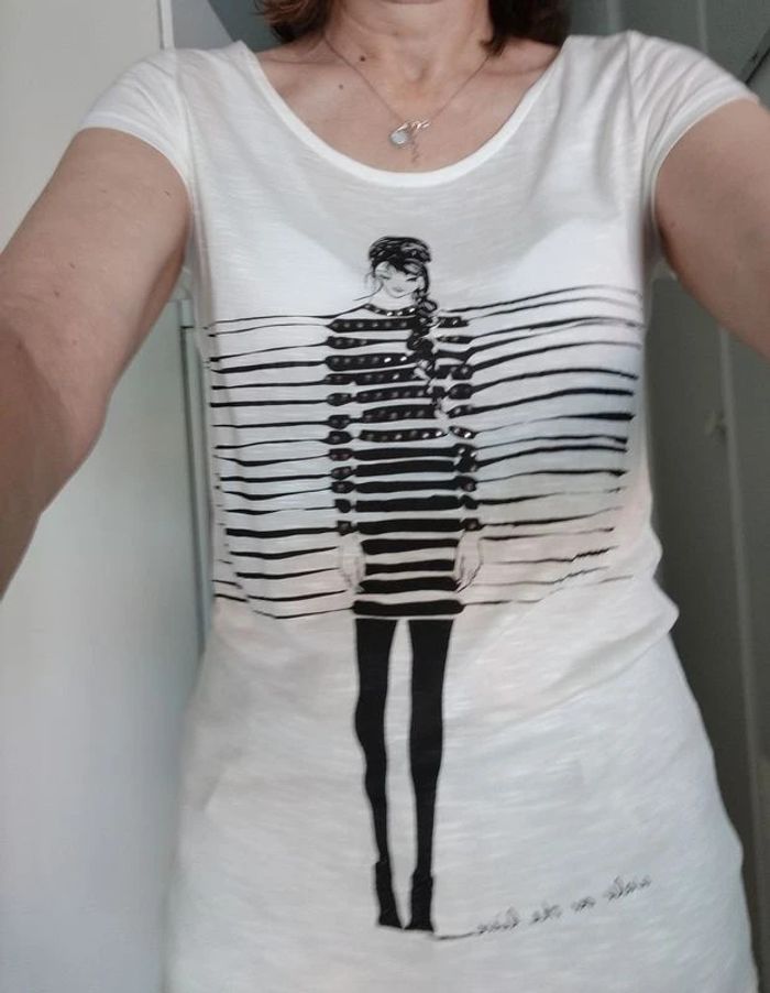 T-shirt blanc camaïeu taille 38