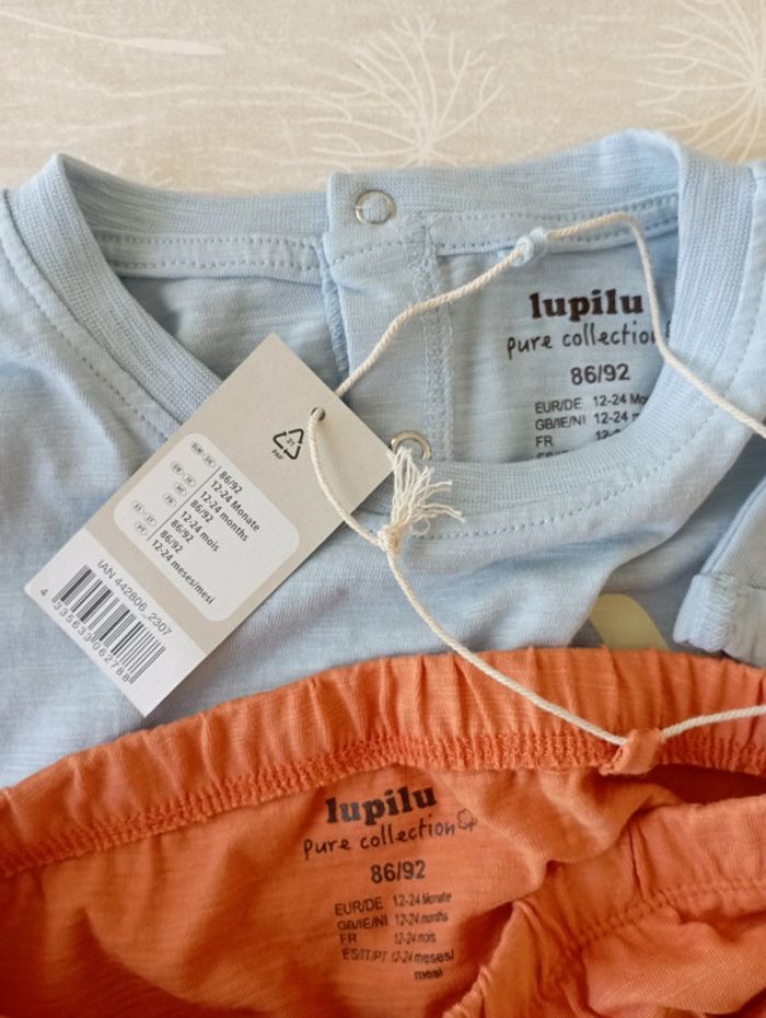 Ensemble ts manches courtes et short 86/92 cm lupilu neuf - photo numéro 2