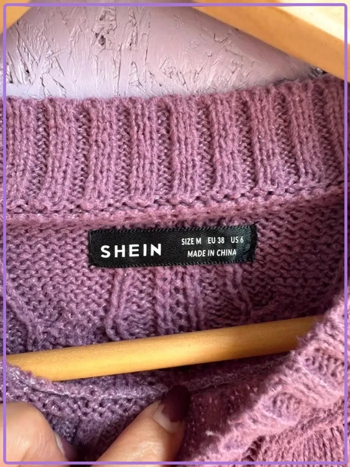 Pull Shein en maille torsadée mauve - Taille M - photo numéro 2