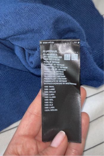 Pull col rond bleu électrique 100% laine Uniqlo taille XS / S neuf
