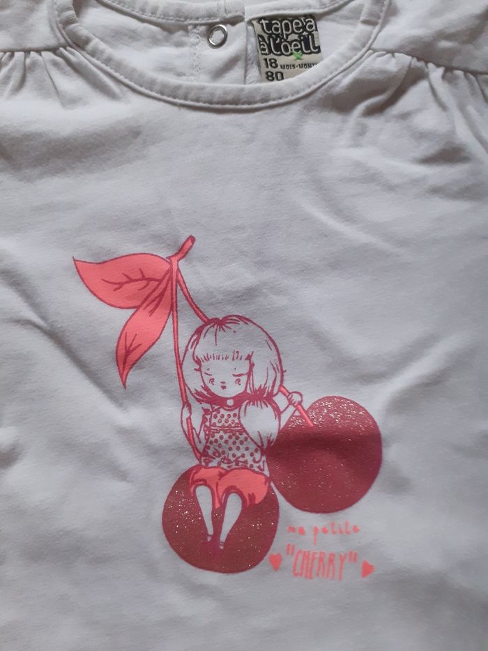 Sweet blanc motif orangé pailleté petite fille sur cerises - photo numéro 2