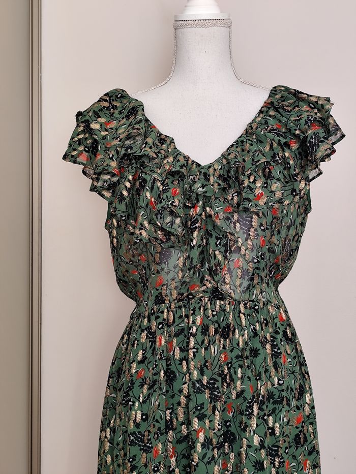 Robe neuve Gérard Darel taille 1 verte et dorée printemps été - photo numéro 2