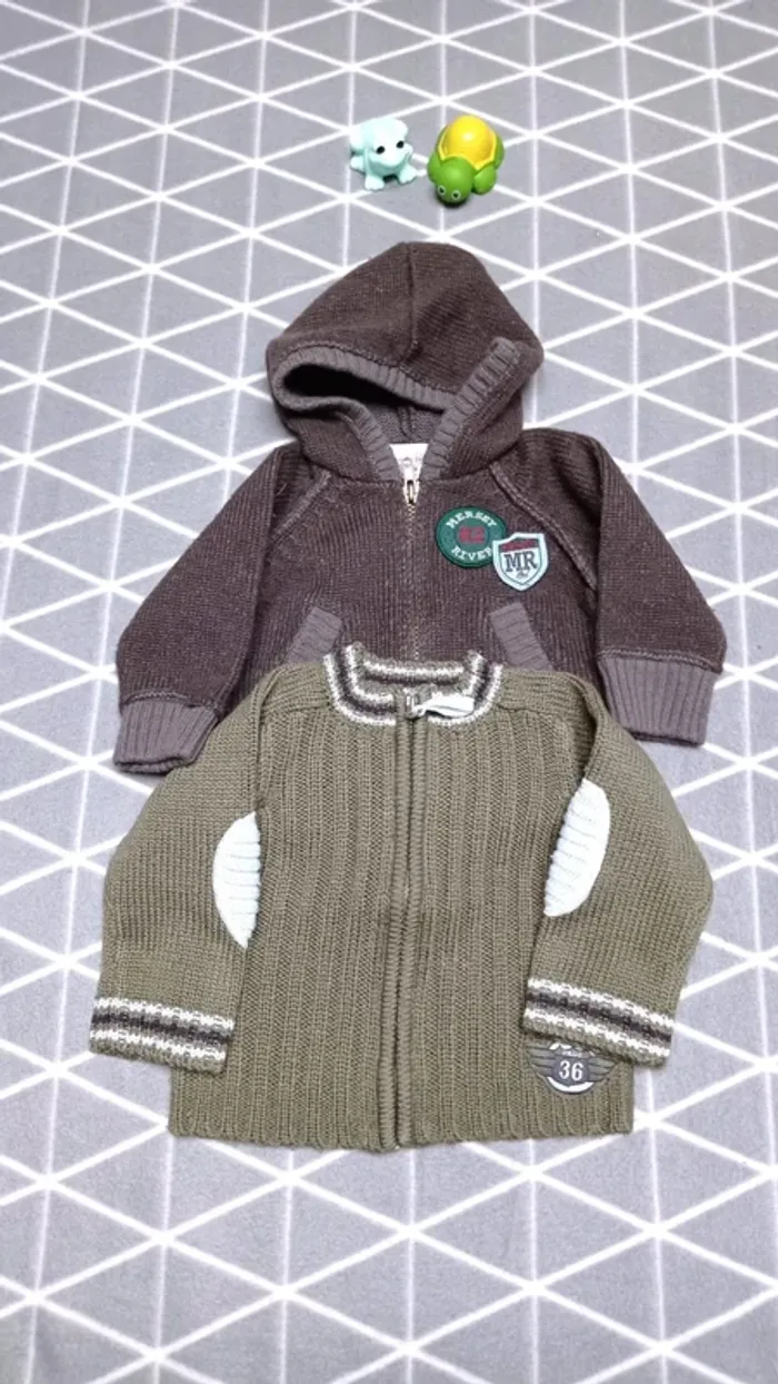 🦁 Lot 2 gilets zippés, Vertbaudet, 6 mois garçon