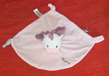 Doudou Licorne plat rose - Bamboo - Attache tétine- Gipsy