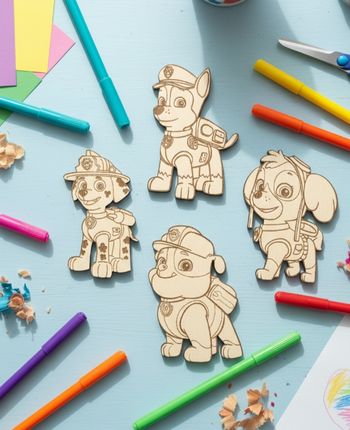 Lot de coloriage sur bois Pat patrouille 