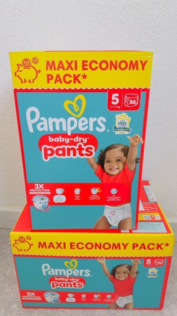 Lot de 2 carton Pampers pants taille 5 maxi pack, soit 172 couches culotte ( pants) Neuf sous emballage
60€ - photo numéro 2