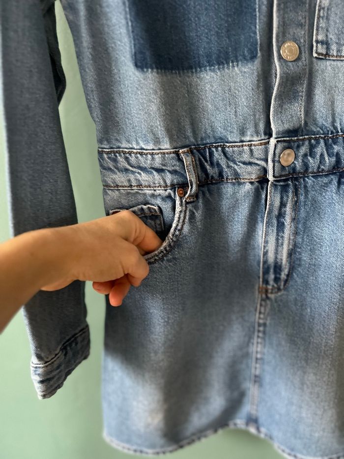 💙 Robe Chemise tendance en Jean Zara Patchwork – 13/14 ans (164 cm) / Convient XS-S - photo numéro 2