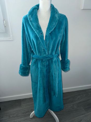 Robe de chambre peignoir polaire bleu canard Vintage T38 M