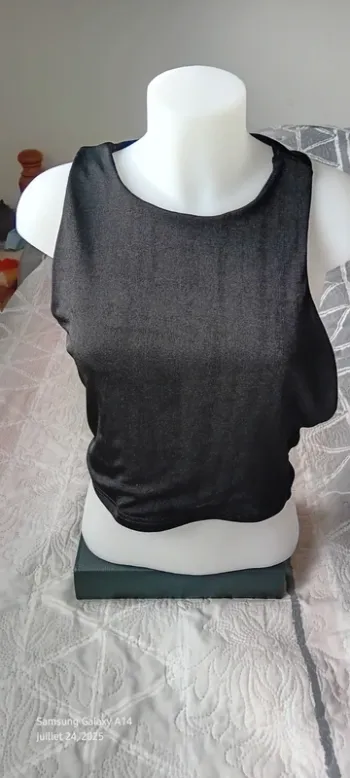 Haut débardeur court noir satiné dos ouvert femme 38/40 shein