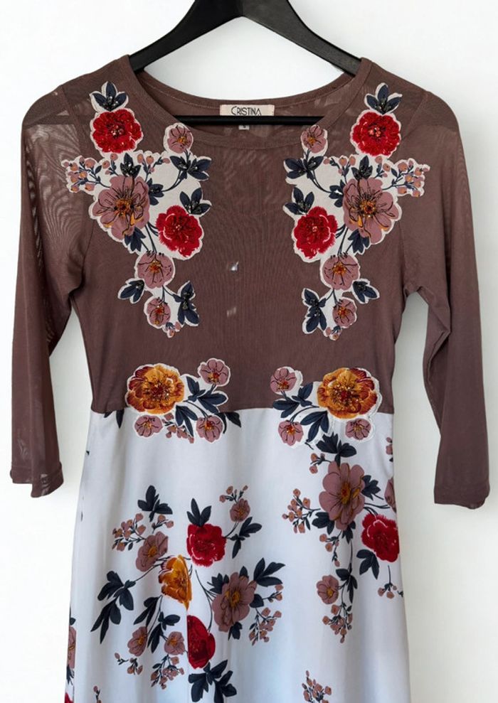 Robe fleurie brodée de perles Print Flowers Dress Size S - photo numéro 4