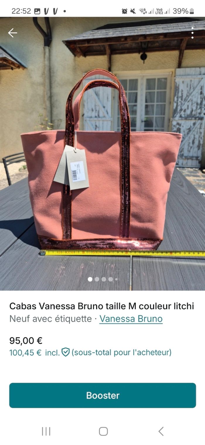 Cabas Vanessa Bruno taille M couleur litchi
