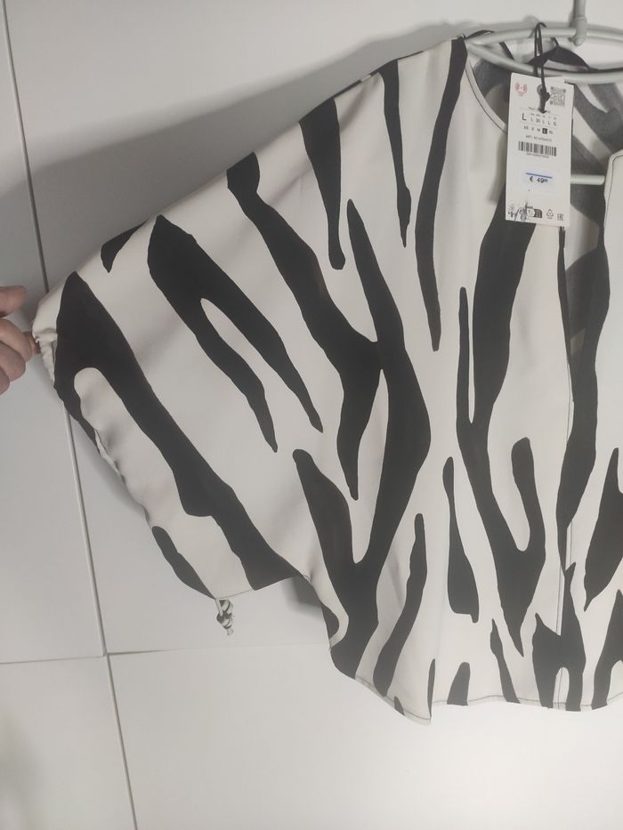 Zara top blouse chemisier zèbre L - photo numéro 4