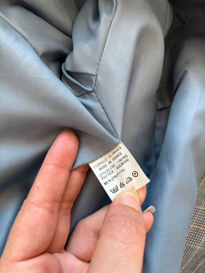 Veste blazer motif prince de galle carreaux gris noir Weinberg Paris vintage 90s taille L/XL - photo numéro 14