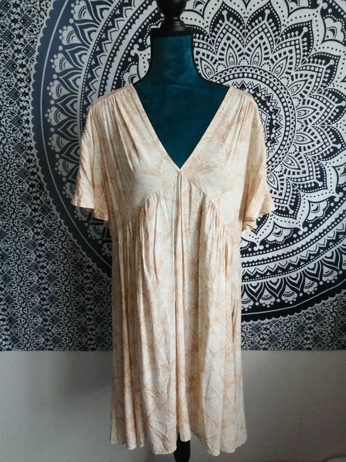 Robe beige à motifs mandala coupe babydoll / culture sud / (S-M) - photo numéro 2