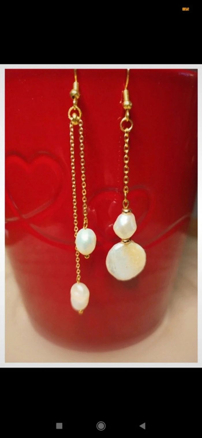 Boucles d'oreilles Perles Nacrées Naturelles - photo numéro 5