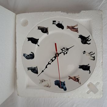 Pendule Horloge murale Editions Atlas Chats 19 cm vintage Neuve