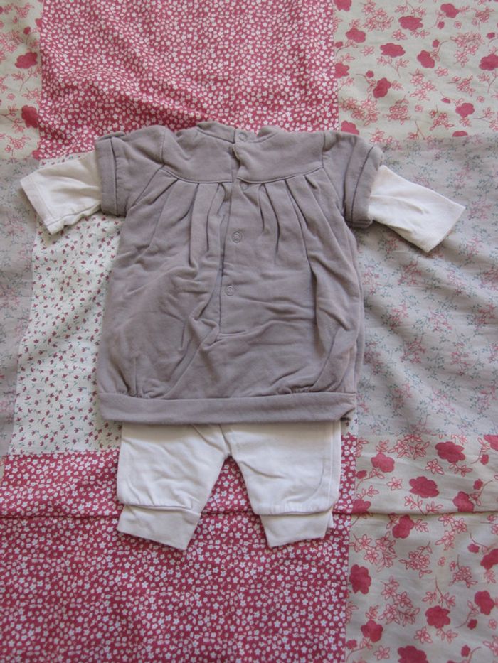 Ensemble robe tunique chocolat et beige 1 mois - photo numéro 2