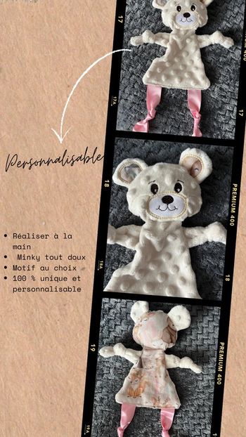 Doudou ours neuf artisanal