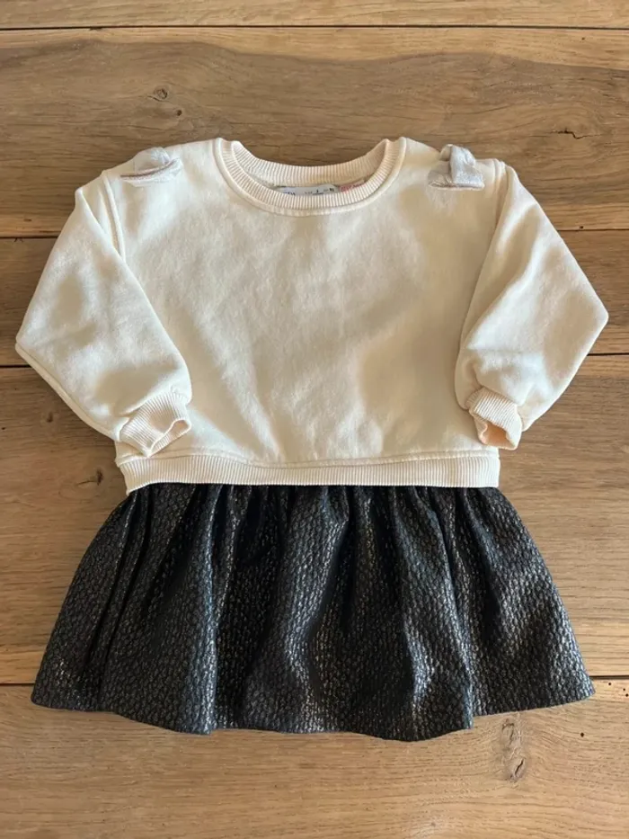 Robe fille crème et noire Zara