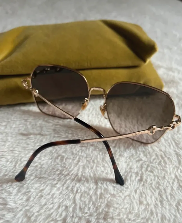 Lunettes de soleil Gucci carrées avec verres dégradés marron - photo numéro 2