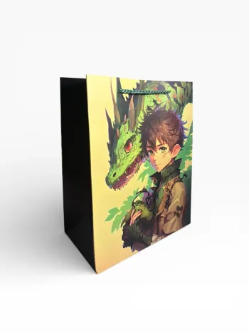 Sac cadeau anniversaire motif dragon garçon animé 18 x 23 x 10 cm Neuf