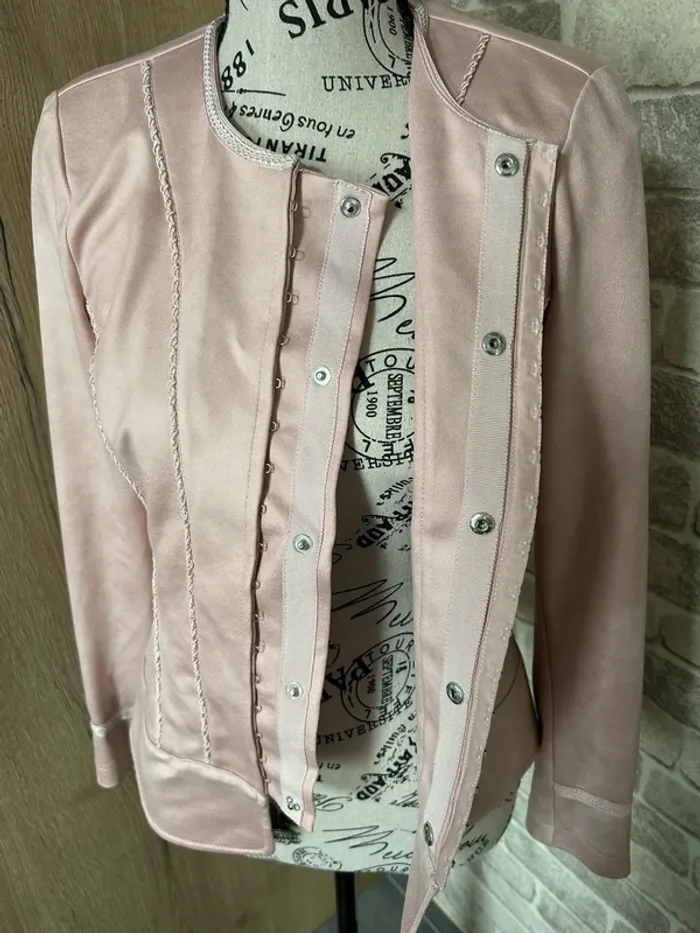 Veste cintrée vintage satinée rose poudré taille 38 - photo numéro 8