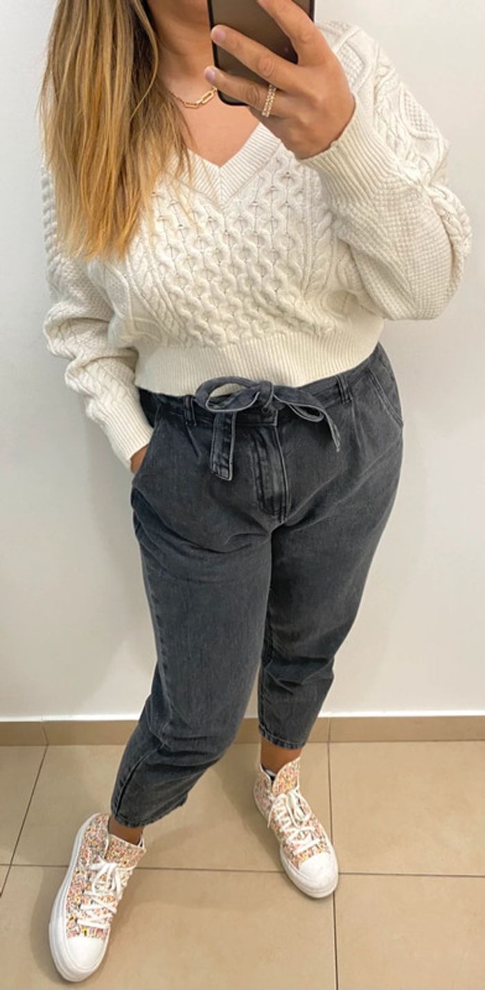 Superbe Pull Court Crème Taille M - photo numéro 3