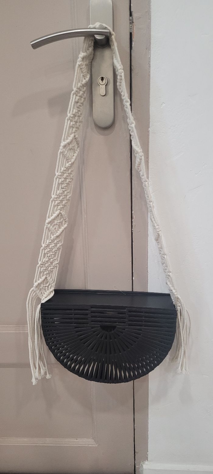 Sac demi lune bambou et macramé Neuf - photo numéro 5
